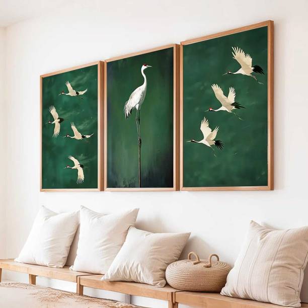 Home Decor Nature Art Painting Decorative Wall Art | Poster With Frame For Living Room Bed Room Hotel Wall Decor Digital Reprint Set of3 Paper Print