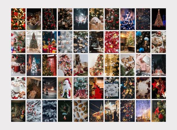 Christmas Poster Pictures Wall Decor Aesthetic 4''x6'' Wall Collage Kit Room Decorations Preppy Bedroom Aesthetic (4 x 6, Poster 07, 50 Pcs) Fine Art Print