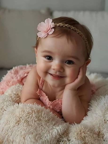 Cute Baby girl Poster with adhesive tape| Smiling Baby Poster | Poster for Pregnant Women | HD Baby Wall Poster for Room decor Photographic Paper