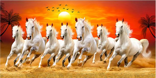 Seven Horses Poster Big size Sparkle Coated Self Adhesive Fine Art Print