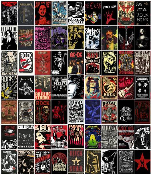 54 Pcs Rock Music Band Posters Collage Kit | Vintage Rock & Roll Wall Art Prints | Music Legends Poster Set for Bedroom, Living Room, Office | Aesthetic Music Decor for Teens, Boys & Girls (4 x 6 Inch) Photographic Paper