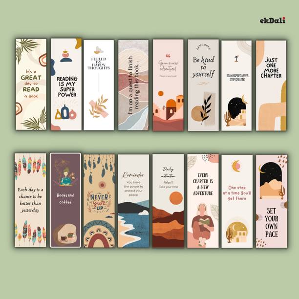 Set of 16 Minimalist Boho Bookmarks – 2x6” – 350 GSM Thick Paper – Modern & Durable for Readers, Women & Teens Paper Print