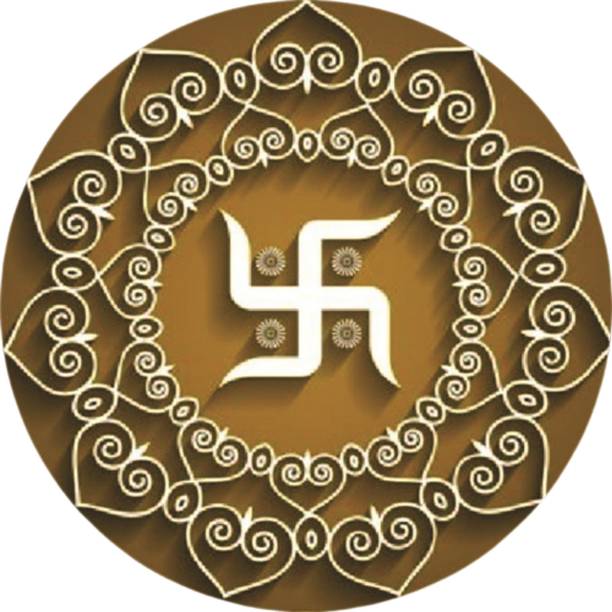 Rc Decor Swastik Rangoli Wall Decor Sticker For Pooja Room Living Room Size - 45CmX45Cm Vinyl