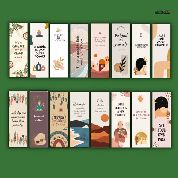 Set of 16 Minimalist Boho Bookmarks – 2x6 Inches – Thick 350 GSM Paper – Perfect for Bookworms & Gift for Readers Paper Print