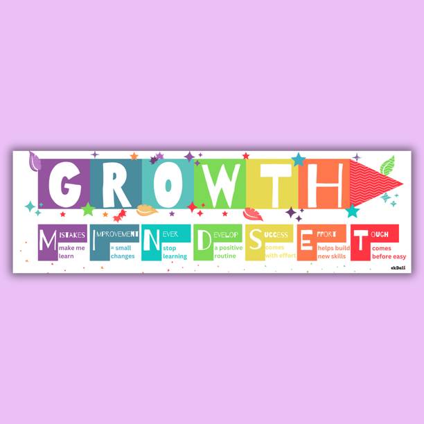 Celebrate Your Growth: Kids’ Mindset Inspiration - large Banner - 13 x 36 inches, rolled banner suitable for kids room, nursery, classroom Paper Print
