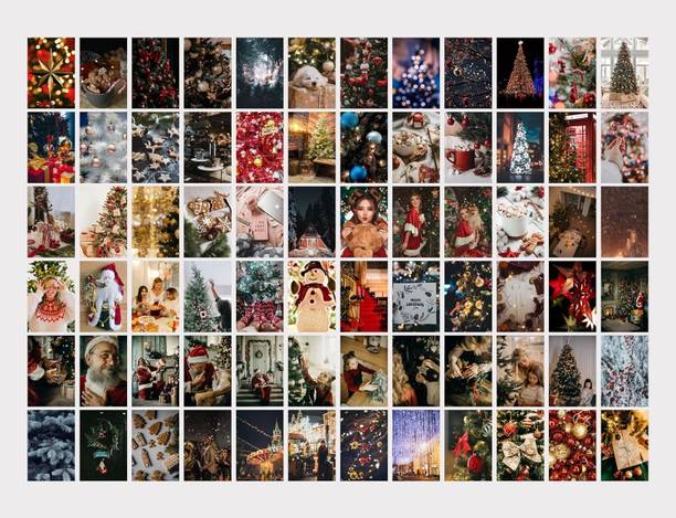Christmas Poster Pictures Wall Decor Aesthetic 4''x6'' Wall Collage Kit Room Decorations Preppy Bedroom Aesthetic (4 x 6, Poster 10, 70 Pcs) Fine Art Print
