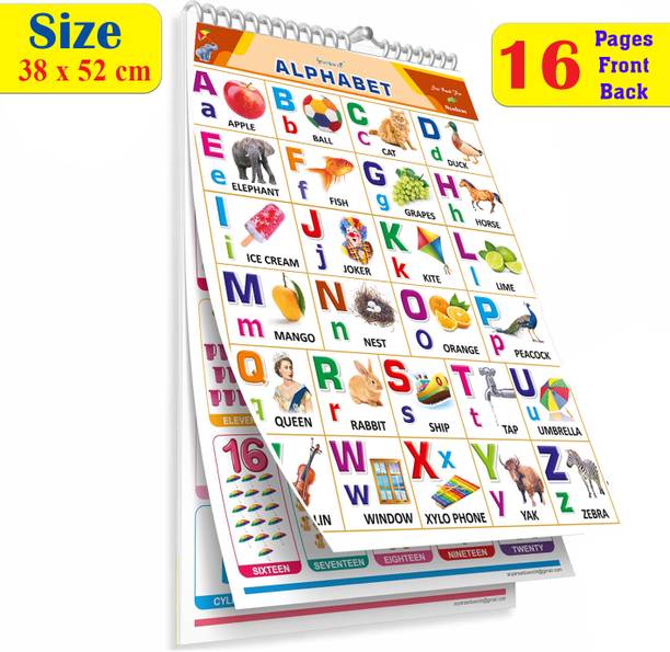 Early Learning Educational Charts, Look and Learn Wall Chart for Kids, Number, Alphabet, Animals, Fruits, Body Parts, Transport Etc. Fine Art Print