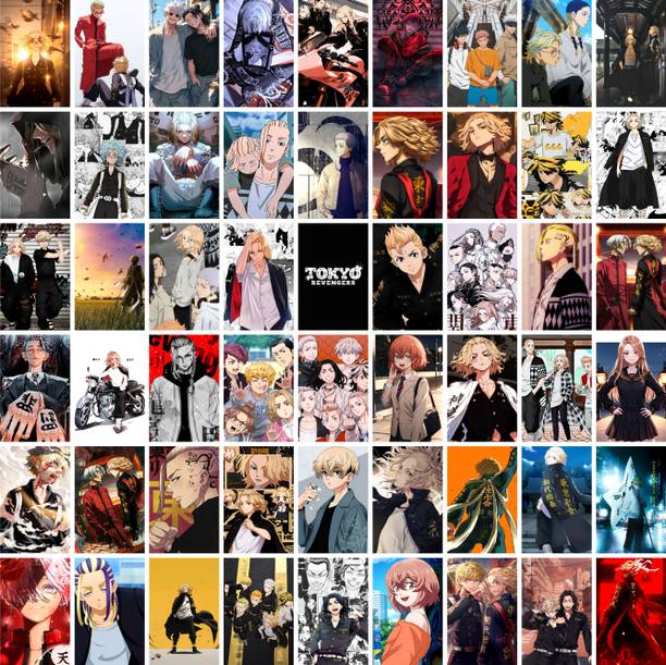 Tokyo Revengers Poster Collage Set of 54 (4x6 Inch) – Premium Anime Prints featuring Takemichi, Mikey, Draken, Chifuyu, Baji & More | Durable Paper, High-Quality Wall Décor for Fans, Gift for Anime Lovers, Gaming Room Décor, Durable Poster Set, collectible Anime Fine Art Print