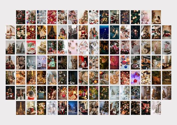 Christmas Poster Pictures Wall Decor Aesthetic 4''x6'' Wall Collage Kit Room Decorations Preppy Bedroom Aesthetic (4 x 6, Poster 12, 100 Pcs) Fine Art Print
