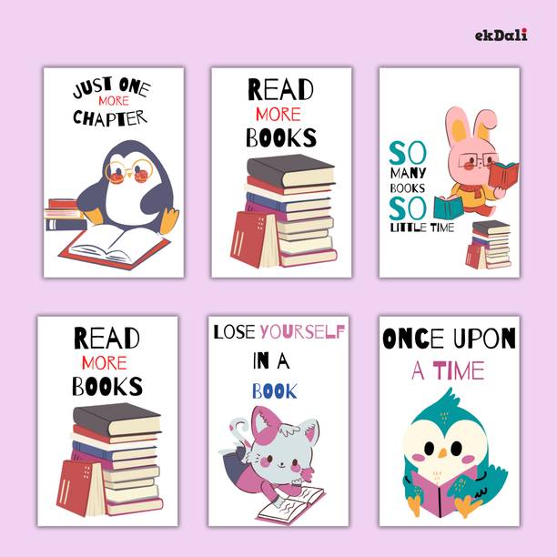 Set of 6 Animal Print Posters for Kids Who Love Books – A5 Size Paper Print