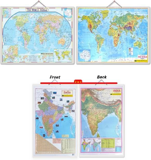 World and India Map Early Learning Educational Chart for Kids- Non-Tearable and Waterproof, Double Sides Printed Laminated Chart, Perfect for Homeschooling, Kindergarten and Nursery Childrens Paper Print