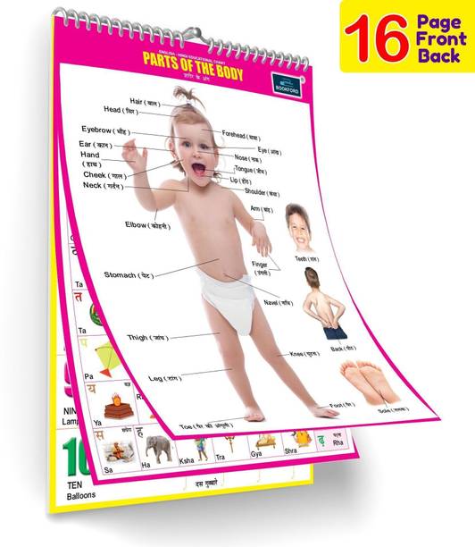 16 in 1 Parts of The Body Educational Chart For Kids -Children Spiral Wall Picture Chart ( Big Fonts and Realistic Pictures) Paper Print