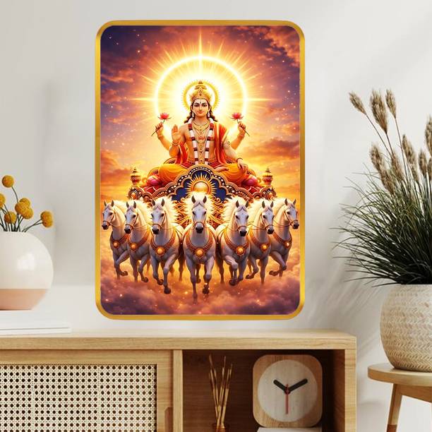 Vastu 7 Running Horses Painting with Premium Frame – Decorative Spiritual Artwork for Home & Workplace Vinyl