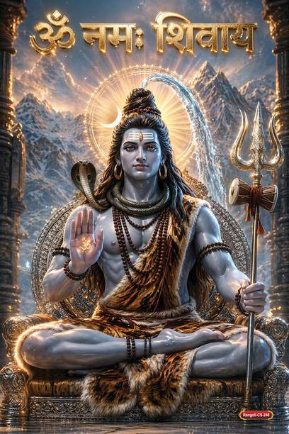 Lord Shiva “Om Namah Shivaya” Premium Self-Adhesive Poster Sticker (12 x 18 Inches) – Waterproof, UV-Resistant Vinyl Wall Poster with Matte Finish for Living Room, Bedroom & Pooja Room Décor | HD Print, Easy Peel & Stick, Wipeable Surface | Spiritual Gift & Home Decoration. Design-24 Vinyl