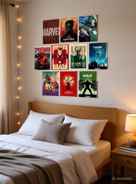 Pack of 10 Superheroes Aesthetic Wall Collage Kit Posters | A4 Size Wall Art for Bedroom, Office & Living Room | Premium Photographic Paper Prints Photographic Paper