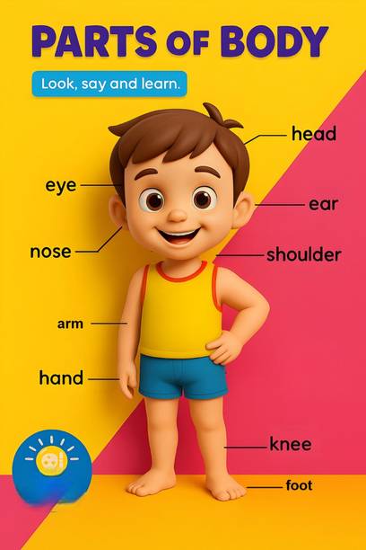 Kids Parts of Body Chart | Body Parts Learning Poster for Children | Look, Say and Learn Educational Wall Chart | Preschool & Nursery Paper Print