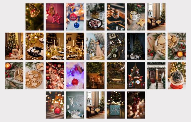 Christmas Poster Pictures Wall Decor Aesthetic 4''x6'' Wall Collage Kit Room Decorations Preppy Bedroom Aesthetic (4 x 6, Poster 05, 30 Pcs) Fine Art Print
