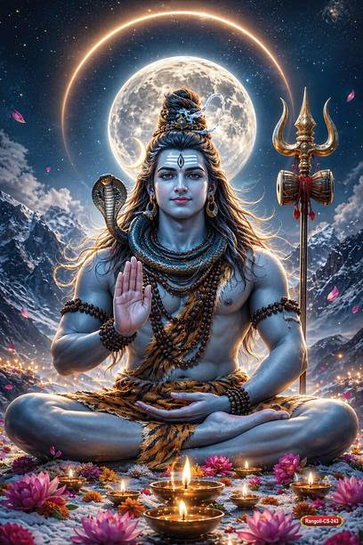 Lord Shiva Premium Self-Adhesive Poster Sticker (12 x 18 Inches) – Waterproof & Durable Vinyl Wall Poster for Living Room, Bedroom & Pooja Room Décor | HD Vibrant Print, Fade-Resistant, Easy Peel & Stick | Spiritual Home Decoration Gift. Design-21 Vinyl