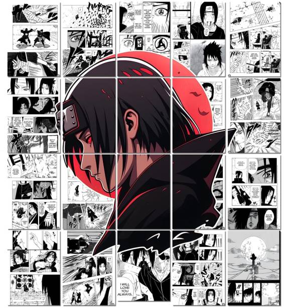 Itachi Manga Collage Poster Set - Set of 20, 210 mm x 297 mm, Premium-Quality Posters, 300 GSM Paper, Naruto Posters, Itachi Uchiha Poster (Itachi Manga 1) Paper Print