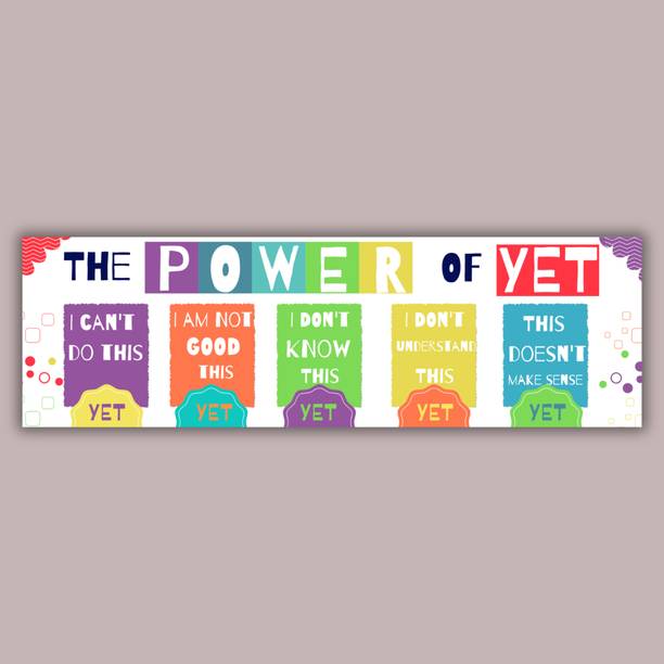 The Power of Yet: Kids' Motivational Growth Mindset Art -Large size - 13 x 36 inches - 210 GSM - Rolled - Arrives in a Poster tube. Large and suitable for kids rooms, nursery and classroom Paper Print
