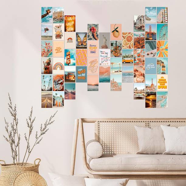 Summer Travel Aesthetic Poster Kit, 54 pcs size 4 x 6 cm - Retro Vacation Collage Prints for Bedroom Walls Paper Print