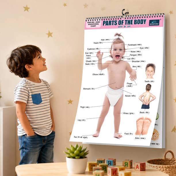 16 in 1 Parts of the Body Educational Chart for Kids Big Fonts Realistic Pictures Spiral Wall Chart Paper Print Paper Print