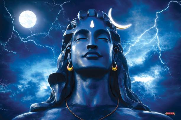 Lord Shiva Self Adhesive Wall Poster 12x18 Inch Spiritual Wall Decor for Living Room Bedroom Office Meditation Room Mahadev Artwork Vinyl