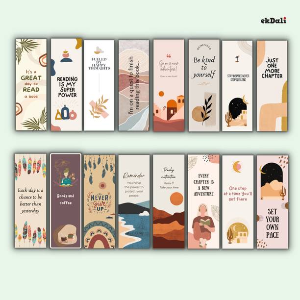 16 Boho Design Bookmarks – 2x6 Inches – 350 GSM Thick Paper – Vintage Book Lover Gifts for Women, Men, and Teens Paper Print