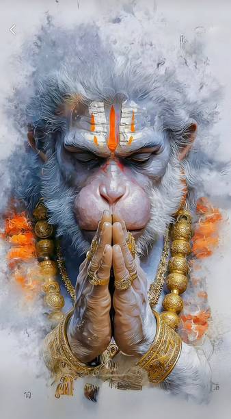 Hanuman Ji Wall Poster 12 x 18 Inch | Namaskar Bhakti Form | Premium 300 GSM Glossy Paper | Hindu Religious Wall Decor for Home & Pooja Room (Unframed) Photographic Paper