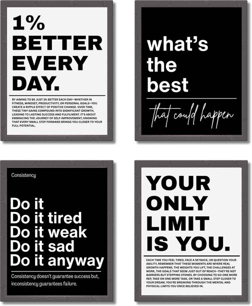 Motivational posters, Set of 4 Positive & Inspirational quotes, Unframed Print Paper Print