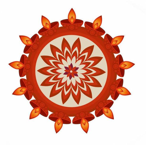 Rangoli Floor Self Adhesive Decorative Sticker || (45.72 cm X 45.72 cm) cut5588 Fine Art Print