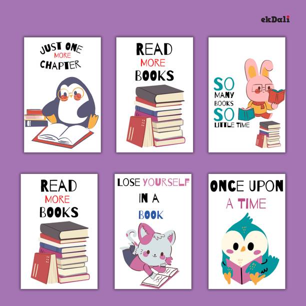 A5 Set of 6 Animal Print Posters for Bookish Kids Paper Print