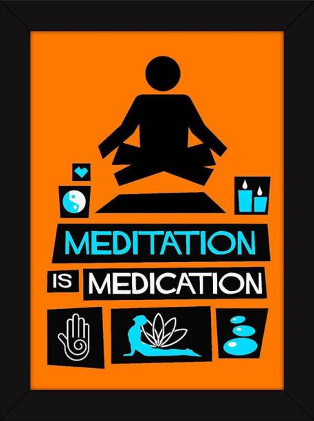 Poster Meditation Is Medication Large Poster sl-8480 (Large Print, 36x24 Inches, Banner Media, Multicolor) Fine Art Print