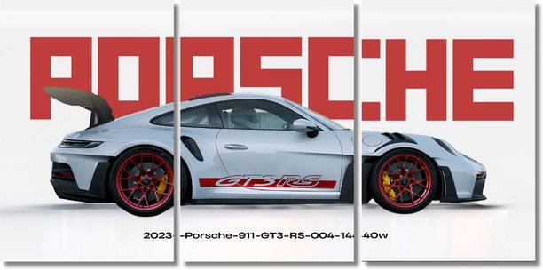 "Porsche Car 3 Split Poster Set | Premium Sports Car Wall Art | Modern Automotive Room Decor" Paper Print