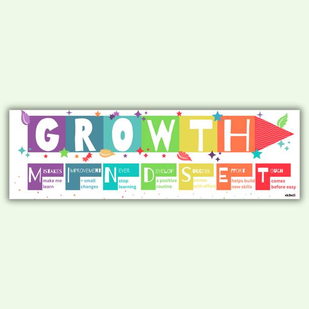 Success is Possible: Kids' Growth Mindset - large Banner - 13 x 36 inches, rolled banner suitable for kids room, nursery, classroom Paper Print
