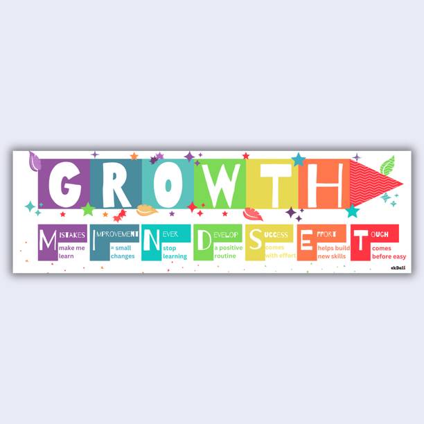 Mistakes Are Steps: Growth Mindset for Kids - large Banner - 13 x 36 inches, rolled banner suitable for kids room, nursery, classroom Paper Print