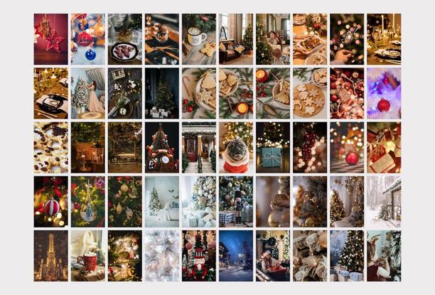 Christmas Poster Pictures Wall Decor Aesthetic 4''x6'' Wall Collage Kit Room Decorations Preppy Bedroom Aesthetic (4 x 6, Poster 08, 50 Pcs) Fine Art Print