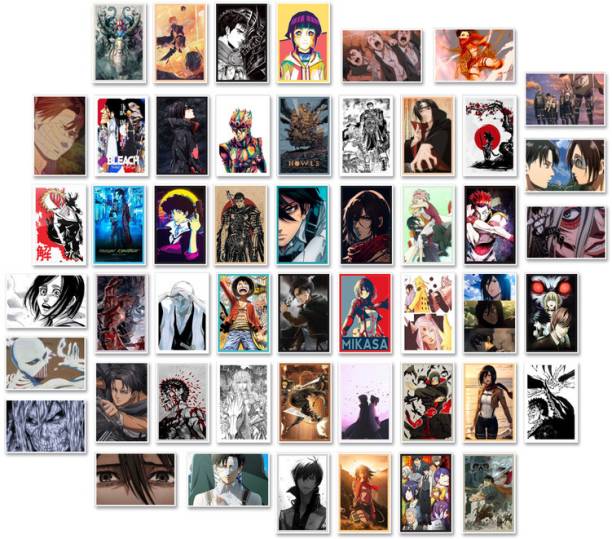 50 Pcs Wall Collage Kit, Anime Aesthetic Photo Collage, Manga Collage Kit for Boys and Girls b20 Paper Print