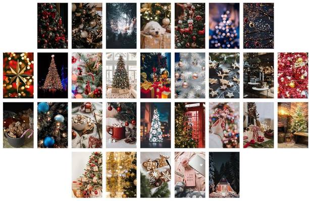 Christmas Poster Pictures Wall Decor Aesthetic 4''x6'' Wall Collage Kit Room Decorations Preppy Bedroom Aesthetic (4 x 6, Poster 01, 30 Pcs) Fine Art Print