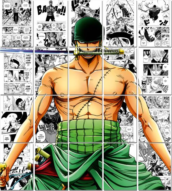 Zoro Manga Collage Poster Set - Set of 20, 210 mm x 297 mm, Premium-Quality Posters, 300 GSM Paper, One Piece Posters, Zoro Poster (Zoro Manga 2) Paper Print