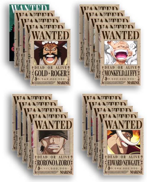 20 One Piece Wanted Posters - Luffy Gear 5, Straw Hat Crew, Gold Roger, Shanks, Free Stickers & Double-Sided Tape Photographic Paper