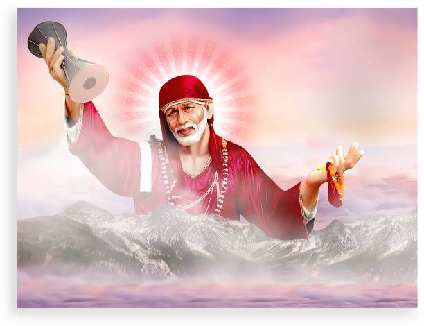 Lord Sai Baba Digital Painting Poster With Uv Textured Room Decoration 084 Fine Art Print