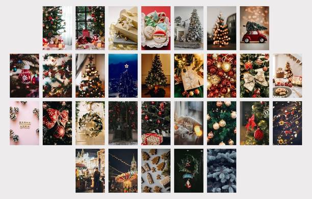 Christmas Poster Pictures Wall Decor Aesthetic 4''x6'' Wall Collage Kit Room Decorations Preppy Bedroom Aesthetic (4 x 6, Poster 03, 30 Pcs) Fine Art Print