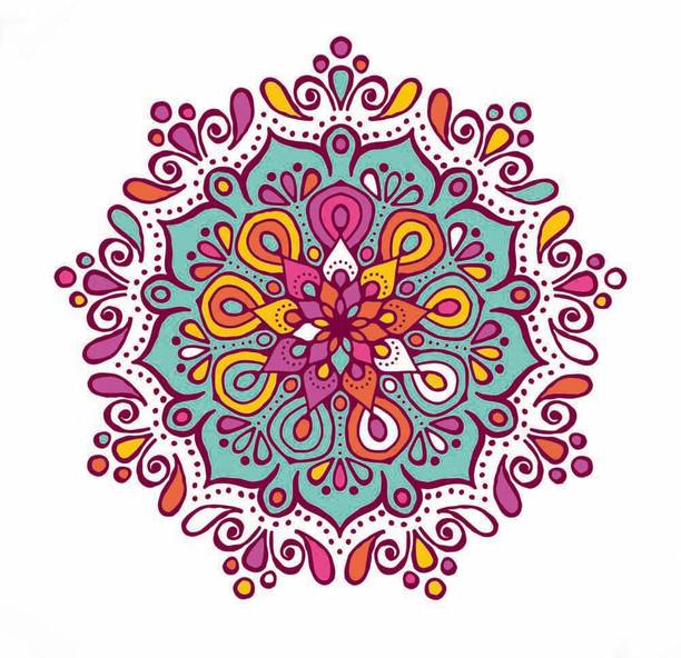 Rangoli Floor Self Adhesive Decorative Sticker || (45.72 cm X 45.72 cm) cut5589 Fine Art Print