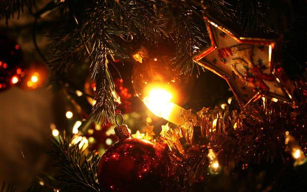 lighting with tree Sticker Poster|Christmas poster|Christmas decoration Paper Print
