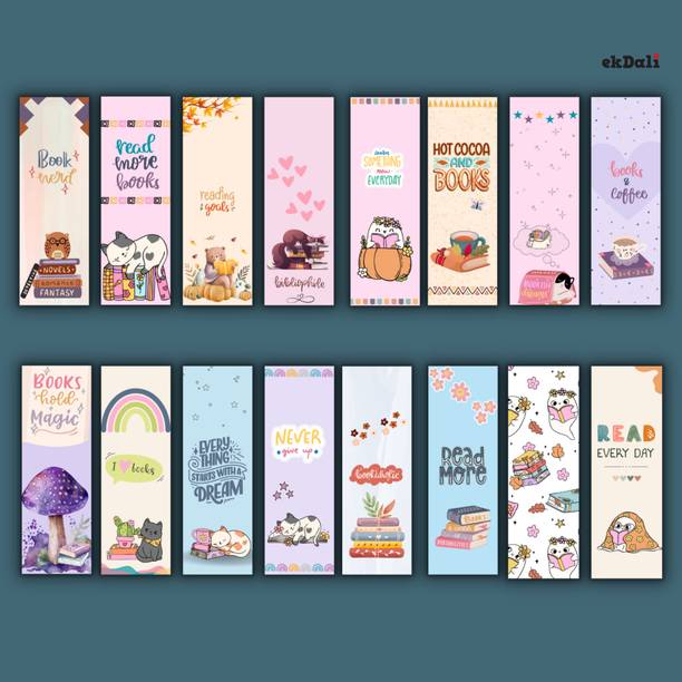 Set of 16 Pastel Encouraging Bookmarks – 2x6” – 350 GSM Thick Paper – Modern & Inspiring for Readers, Women & Teens Paper Print