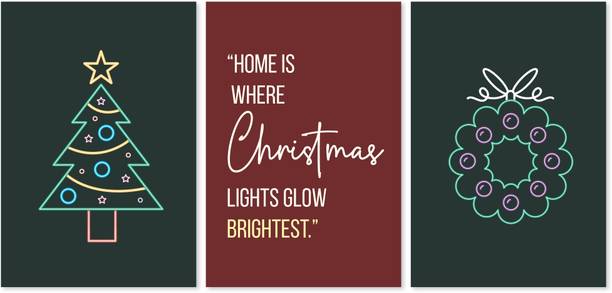 Premium Merry Christmas Wall Poster | 12 x 18 Inch | Santa, Snowflakes & Winter Festival Artwork | Xmas Home Decor for Living Room, Kids Room, Office & Party Decoration | Vibrant Colors | 300 GSM Thick Art Card | High-Quality Print Pack of 3 Photographic Paper