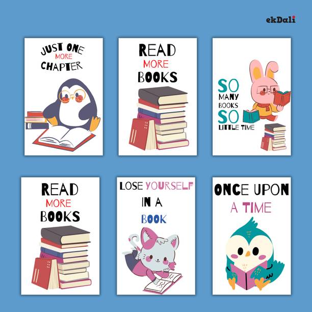 Set of 6 Fun Animal Print Posters for Little Readers Paper Print