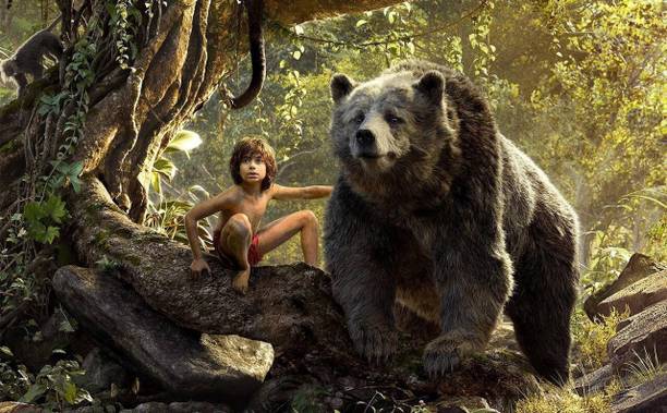 Movie The Jungle Book (2016) The Jungle Book Mowgli Bear Print Poster on LARGE PRINT 36X24 INCHES Photographic Paper