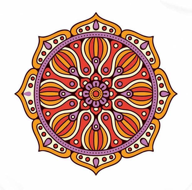 Rangoli Floor Self Adhesive Decorative Sticker || (45.72 cm X 45.72 cm) cut5600 Fine Art Print